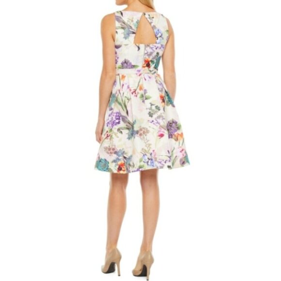 Women's Danny & Nicole Floral Fit & Flare Wedding Guest Dress NWT has Pockets - Picture 6 of 9